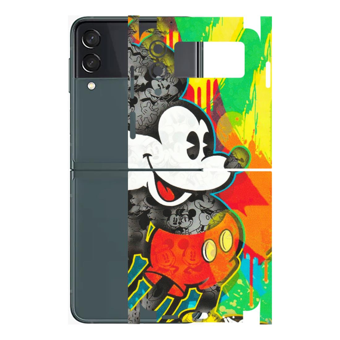 Samsung M/F/Note/Flip and C Phone Skins (All Models) - Multiple Mickey With Colourful Texture - Matte Finish (M-84) Samsung Galaxy Z Flip 3 (5G)