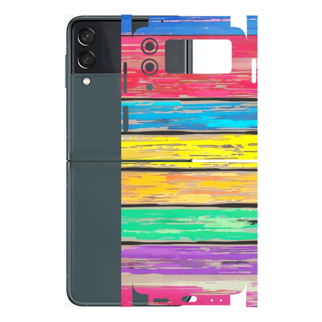 Samsung M/F/Note/Flip and C Phone Skins (All Models) - Multi Colour Wooden Wall - Matte Finish (M-96) Samsung Galaxy Z Flip 3 (5G)