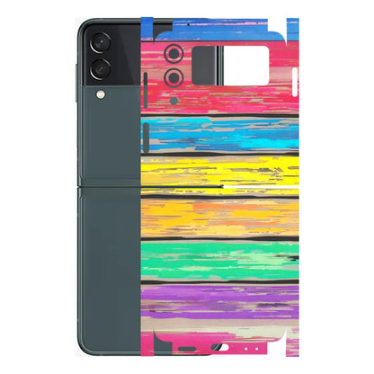 Samsung M/F/Note/Flip and C Phone Skins (All Models) - Multi Colour Wooden Wall - Matte Finish (M-96) Samsung Galaxy Z Flip 3 (5G)