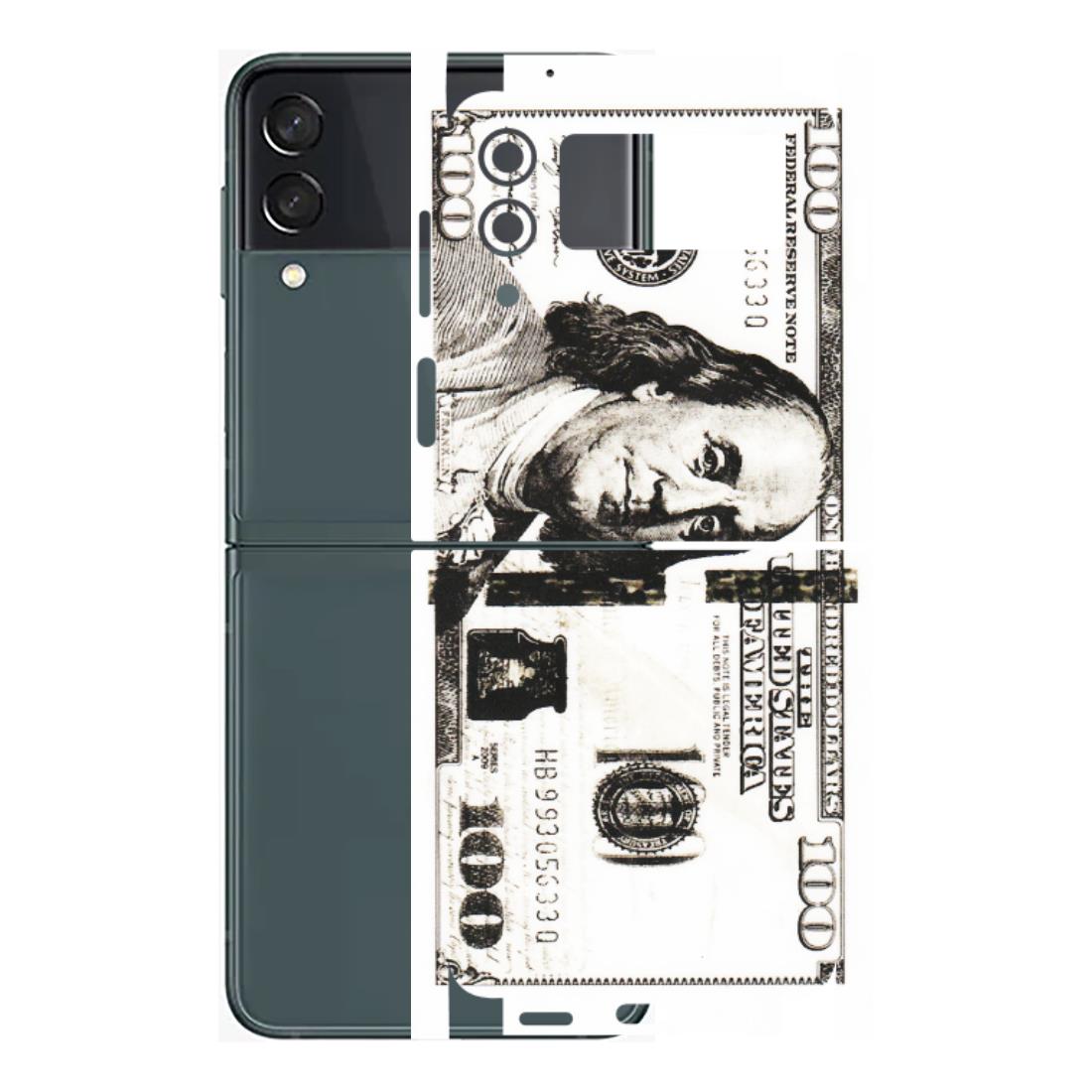 Samsung M/F/Note/Flip and C Phone Skins (All Models) - 100 Dollar Currency - Transparent Finish (T-01) Samsung Galaxy Z Flip 3 (5G)