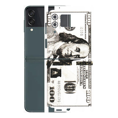 Samsung M/F/Note/Flip and C Phone Skins (All Models) - 100 Dollar Currency - Transparent Finish (T-01) Samsung Galaxy Z Flip 3 (5G)