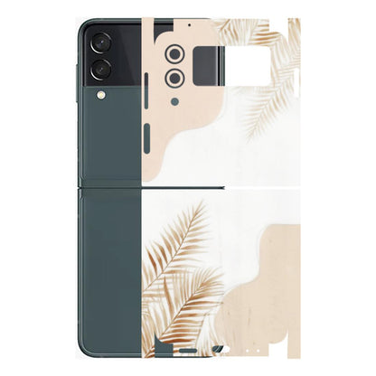Samsung M/F/Note/Flip and C Phone Skins (All Models) - Gold Petals Abstract - Transparent Finish (T-08) Samsung Galaxy Z Flip 3 (5G)