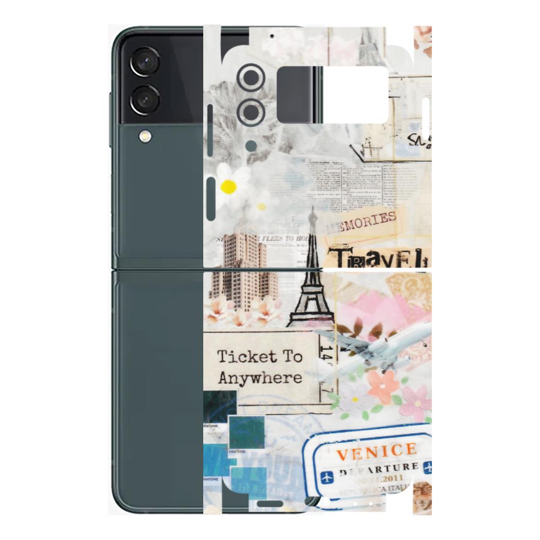Samsung M/F/Note/Flip and C Phone Skins (All Models) - Travel Memories - Transparent Finish (T-09) Samsung Galaxy Z Flip 3 (5G)