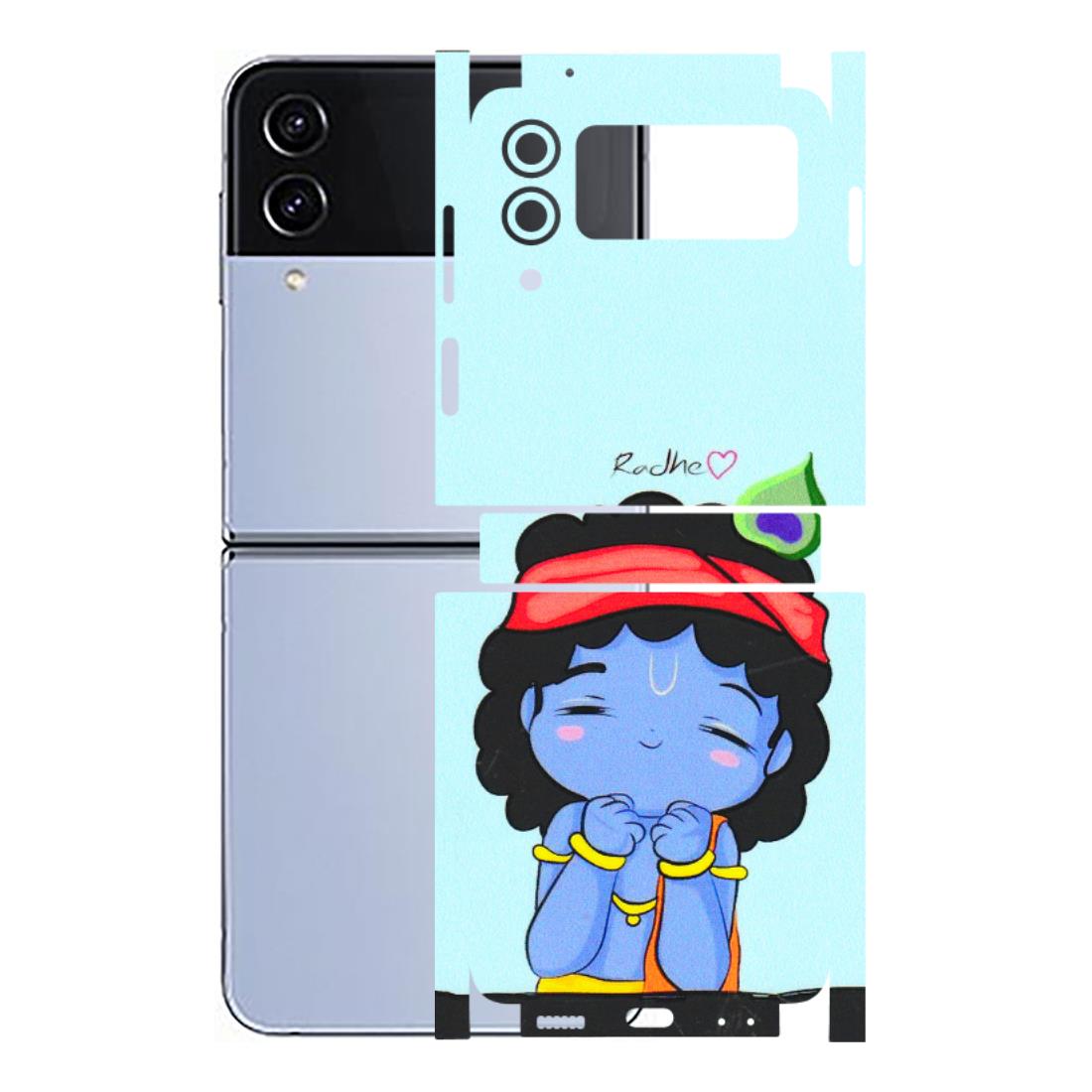 Samsung M/F/Note/Flip and C Phone Skins (All Models) - Radhe Radhe Cute Toon - 3D Embossed Finish (L-05) Samsung Galaxy Z Flip 4