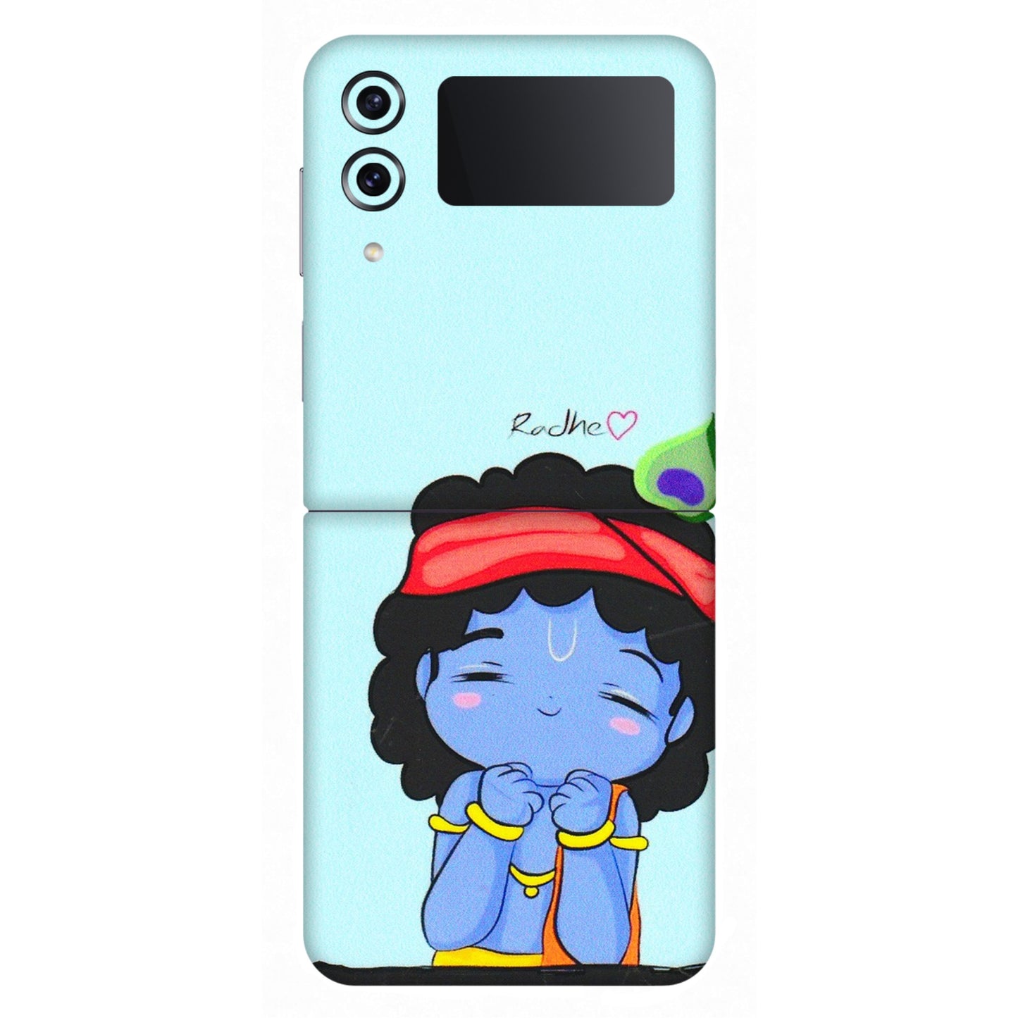 Samsung M/F/Note/Flip and C Phone Skins (All Models) - Radhe Radhe Cute Toon - 3D Embossed Finish (L-05) Samsung Galaxy Z Flip 4