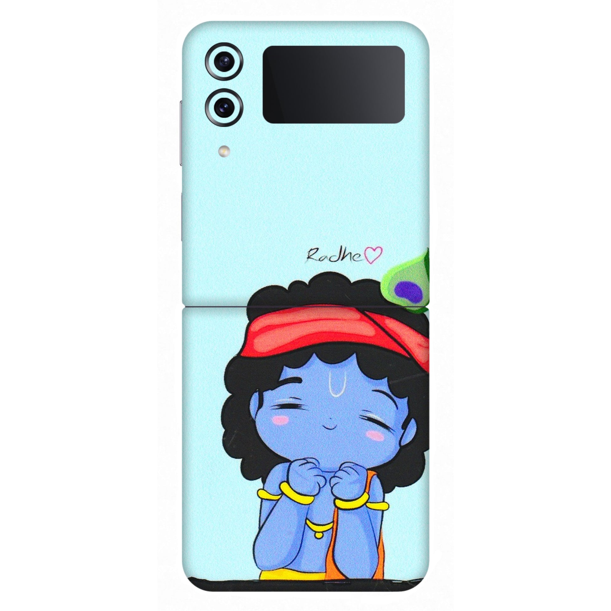 Samsung M/F/Note/Flip and C Phone Skins (All Models) - Radhe Radhe Cute Toon - 3D Embossed Finish (L-05) Samsung Galaxy Z Flip 4