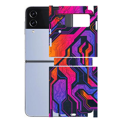 Samsung M/F/Note/Flip and C Phone Skins (All Models) - Tech Circuits Futuristic - 3D Embossed Finish (L-07) Samsung Galaxy Z Flip 4