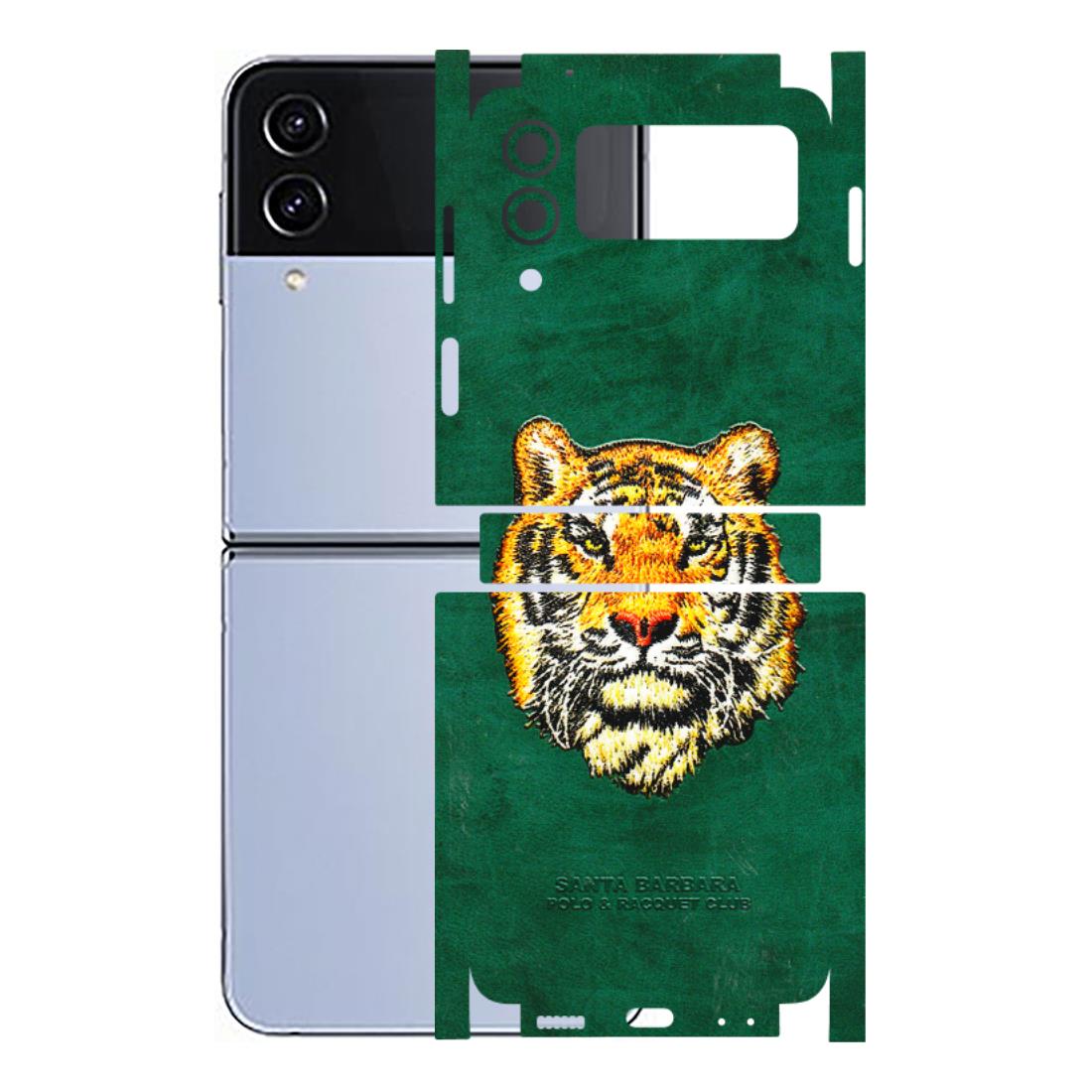 Samsung M/F/Note/Flip and C Phone Skins (All Models) - Leather Feel Tiger - 3D Embossed Finish (L-111) Samsung Galaxy Z Flip 4
