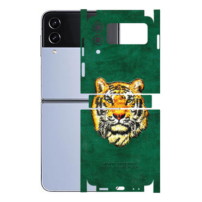 Samsung M/F/Note/Flip and C Phone Skins (All Models) - Leather Feel Tiger - 3D Embossed Finish (L-111) Samsung Galaxy Z Flip 4
