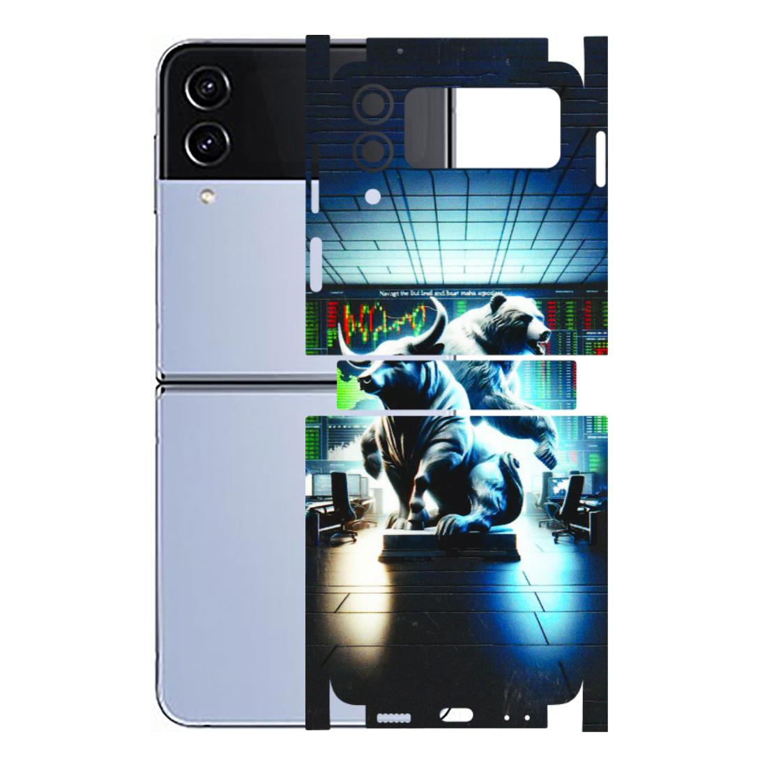 Samsung M/F/Note/Flip and C Phone Skins (All Models) - Stock Market Sensex Bear vs Bulls - 3D Embossed Finish (L-15) Samsung Galaxy Z Flip 4