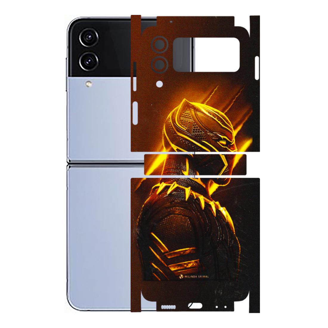 Samsung M/F/Note/Flip and C Phone Skins (All Models) - Gold Black Panther - 3D Embossed Finish (L-181) Samsung Galaxy Z Flip 4