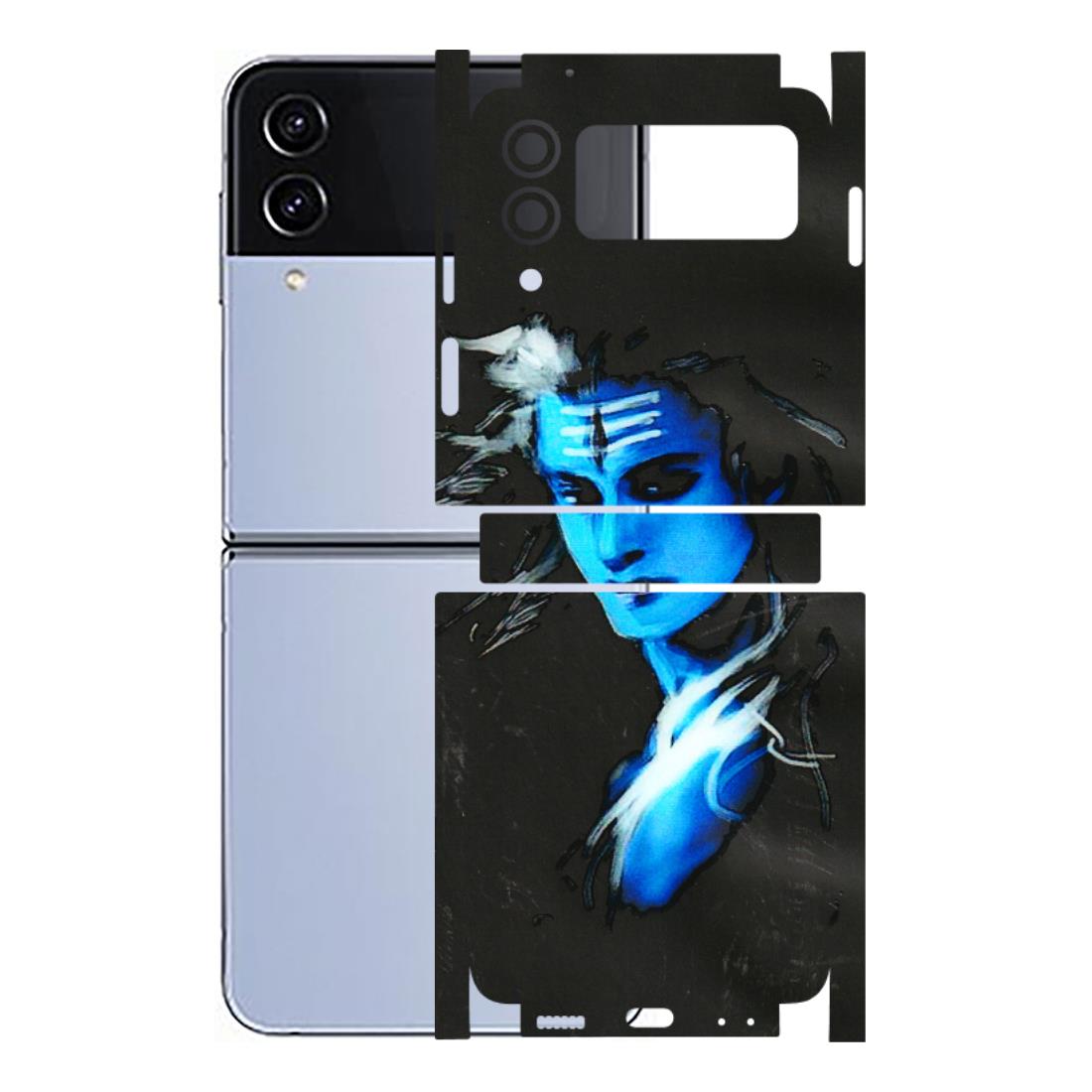 Samsung M/F/Note/Flip and C Phone Skins (All Models) - Har Har Mahadev Blue/Black - 3D Embossed Finish (L-185) Samsung Galaxy Z Flip 4