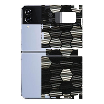 Samsung M/F/Note/Flip and C Phone Skins (All Models) - Black & White Dotted Honeycomb Texture - 3D Embossed Finish (L-202) Samsung Galaxy Z Flip 4
