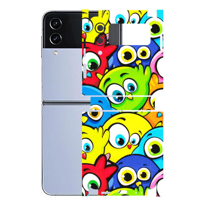 Samsung M/F/Note/Flip and C Phone Skins (All Models) - Cute Fluffy Birds - 3D Embossed Finish (L-213) Samsung Galaxy Z Flip 4