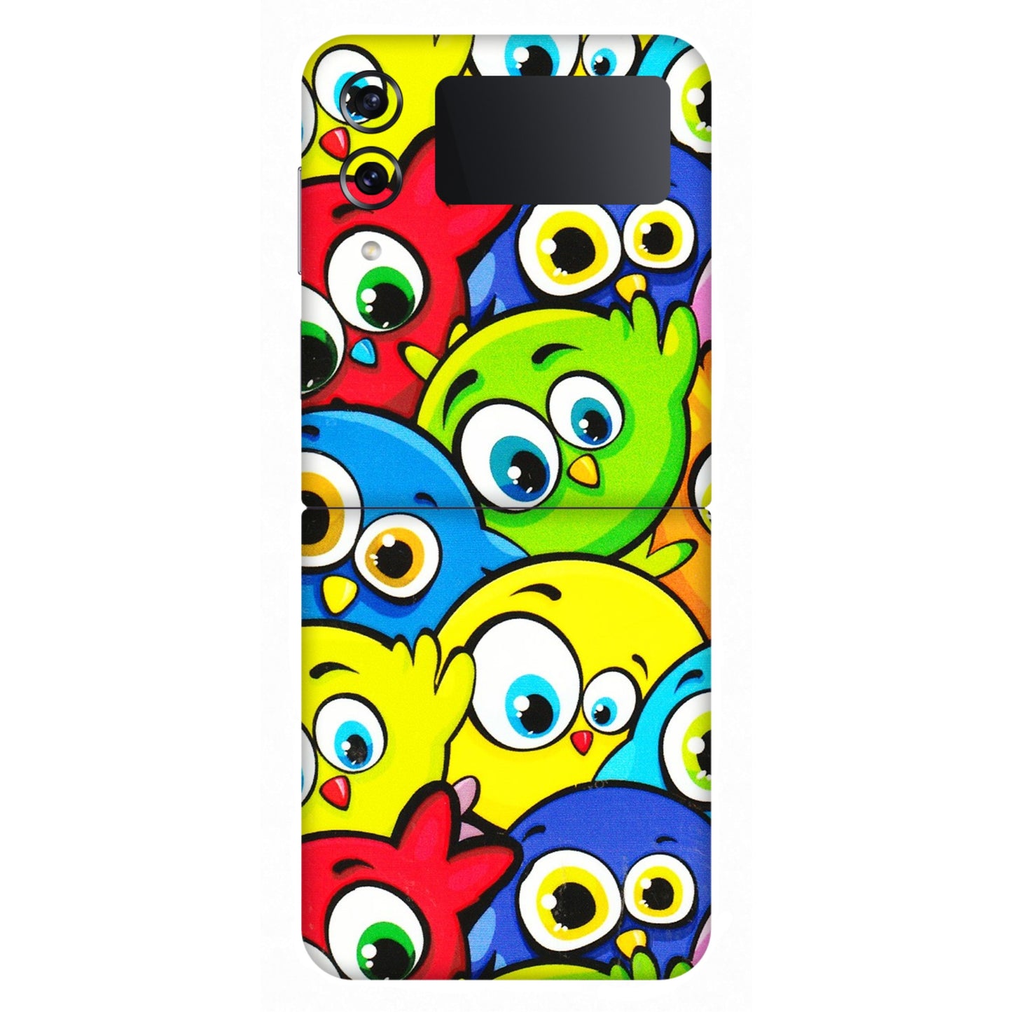 Samsung M/F/Note/Flip and C Phone Skins (All Models) - Cute Fluffy Birds - 3D Embossed Finish (L-213) Samsung Galaxy Z Flip 4