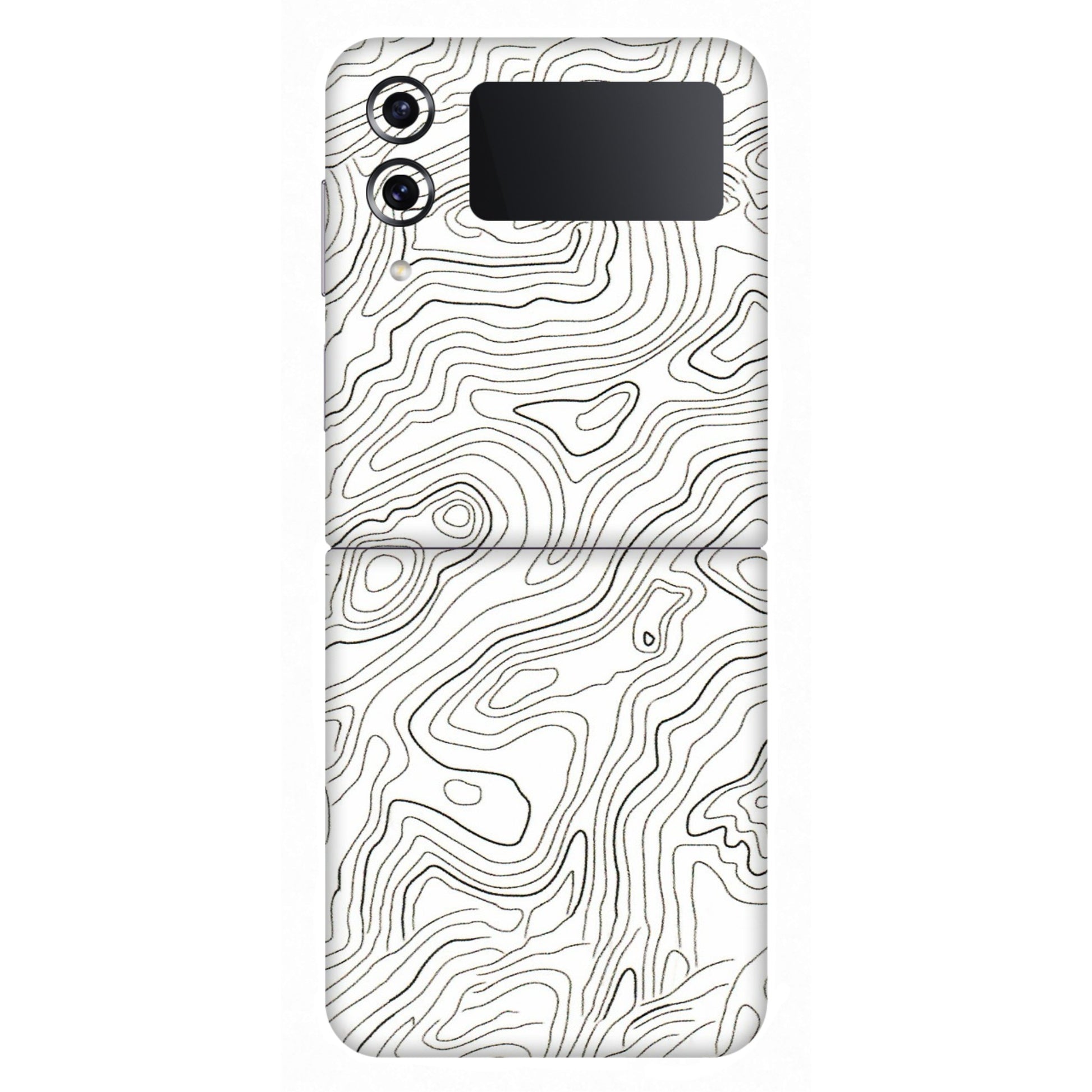 Samsung M/F/Note/Flip and C Phone Skins (All Models) - White Black Swirls - 3D Embossed Finish (L-219) Samsung Galaxy Z Flip 4
