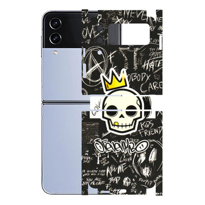 Samsung M/F/Note/Flip and C Phone Skins (All Models) - Funny Skull Black Chalk Grafitti - 3D Embossed Finish (L-22) Samsung Galaxy Z Flip 4