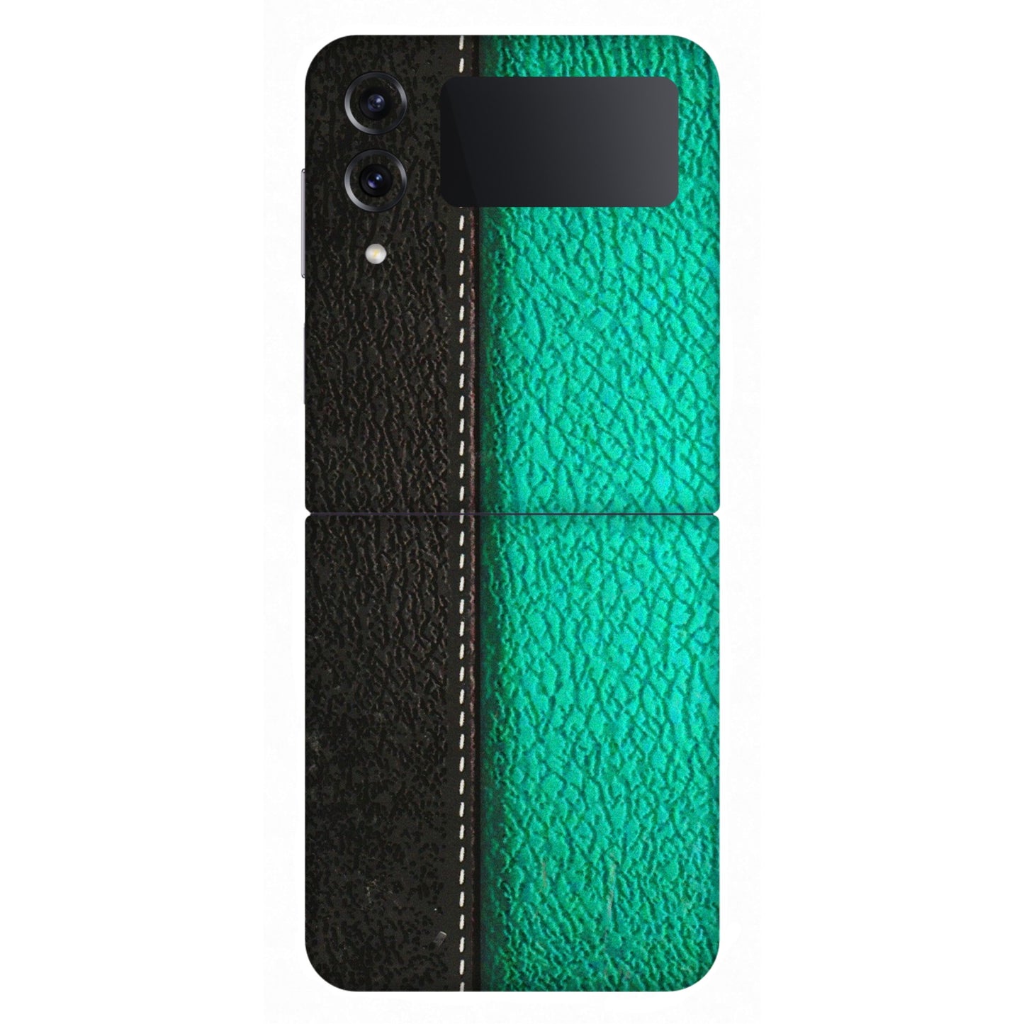 Samsung M/F/Note/Flip and C Phone Skins (All Models) - Black Green Dual Leather Stich - 3D Embossed Finish (L-233) Samsung Galaxy Z Flip 4