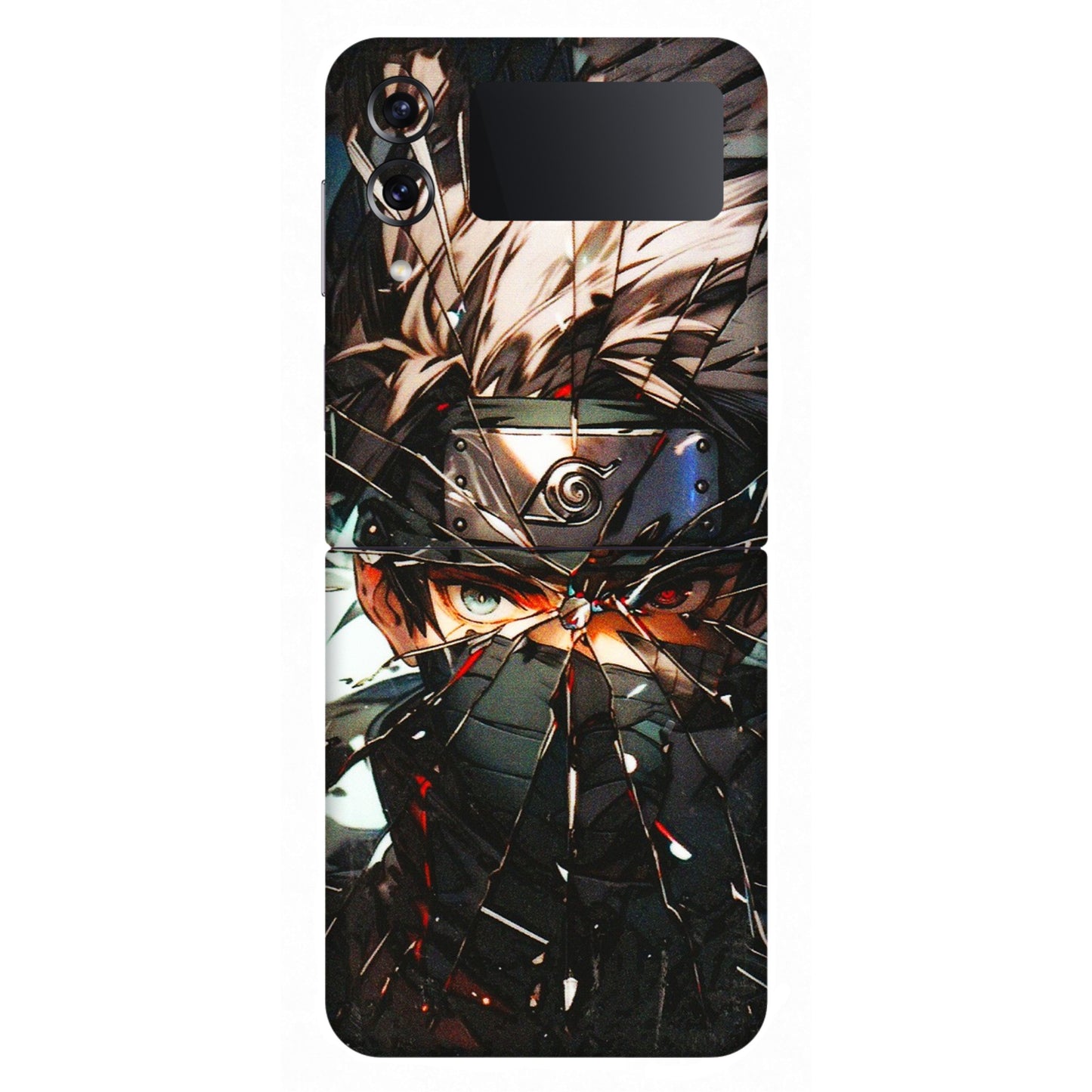 Samsung M/F/Note/Flip and C Phone Skins (All Models) - Kakashi Shattered Glass Effect - 3D Embossed Finish (L-237) Samsung Galaxy Z Flip 4
