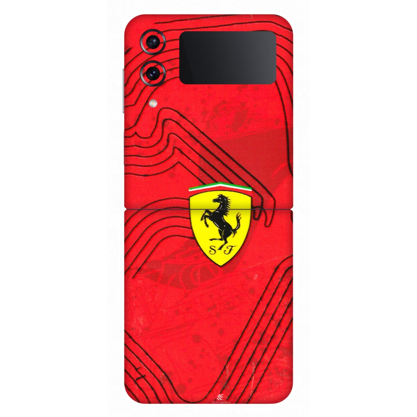 Samsung M/F/Note/Flip and C Phone Skins (All Models) - Red Ferrari Logo Stylish - 3D Embossed Finish (L-238) Samsung Galaxy Z Flip 4