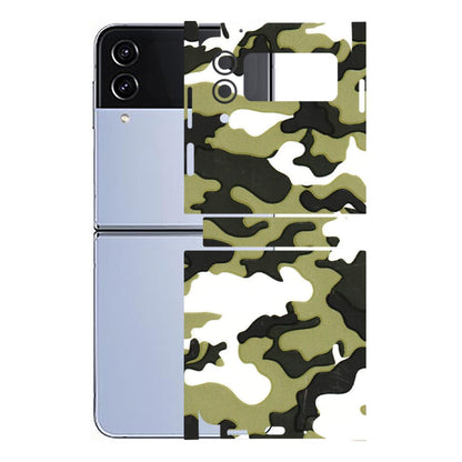 Samsung M/F/Note/Flip and C Phone Skins (All Models) - Camouflages White And Green - 3D Embossed Finish (L-243) Samsung Galaxy Z Flip 4