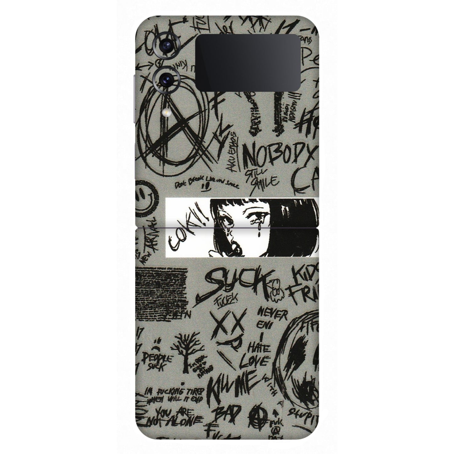 Samsung M/F/Note/Flip and C Phone Skins (All Models) - Never Have Love Anime - 3D Embossed Finish (L-260) Samsung Galaxy Z Flip 4