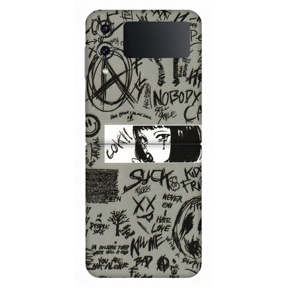 Samsung M/F/Note/Flip and C Phone Skins (All Models) - Never Have Love Anime - 3D Embossed Finish (L-260) Samsung Galaxy Z Flip 4