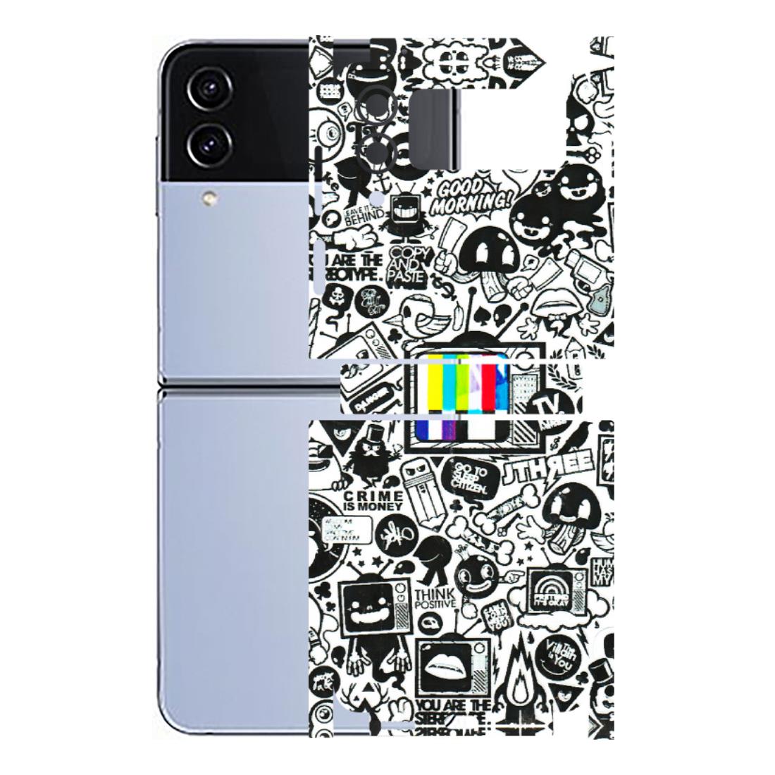 Samsung M/F/Note/Flip and C Phone Skins (All Models) - Doodles Positive Art - 3D Embossed Finish (L-263) Samsung Galaxy Z Flip 4