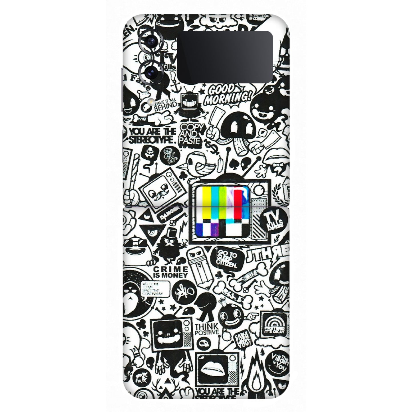 Samsung M/F/Note/Flip and C Phone Skins (All Models) - Doodles Positive Art - 3D Embossed Finish (L-263) Samsung Galaxy Z Flip 4