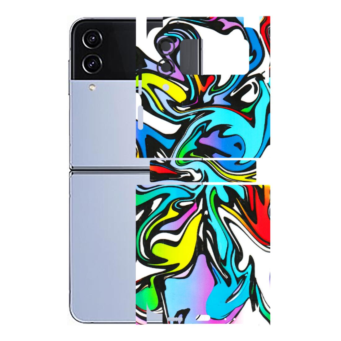 Samsung M/F/Note/Flip and C Phone Skins (All Models) - Abstract Colour Paints - 3D Embossed Finish (L-271) Samsung Galaxy Z Flip 4