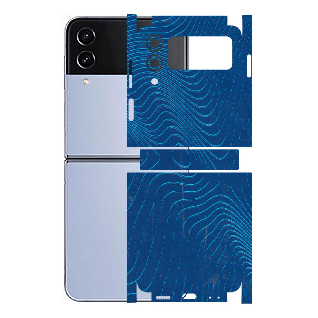 Samsung M/F/Note/Flip and C Phone Skins (All Models) - Abstract Blue Line Map - 3D Embossed Finish (L-272) Samsung Galaxy Z Flip 4