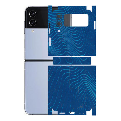 Samsung M/F/Note/Flip and C Phone Skins (All Models) - Abstract Blue Line Map - 3D Embossed Finish (L-272) Samsung Galaxy Z Flip 4