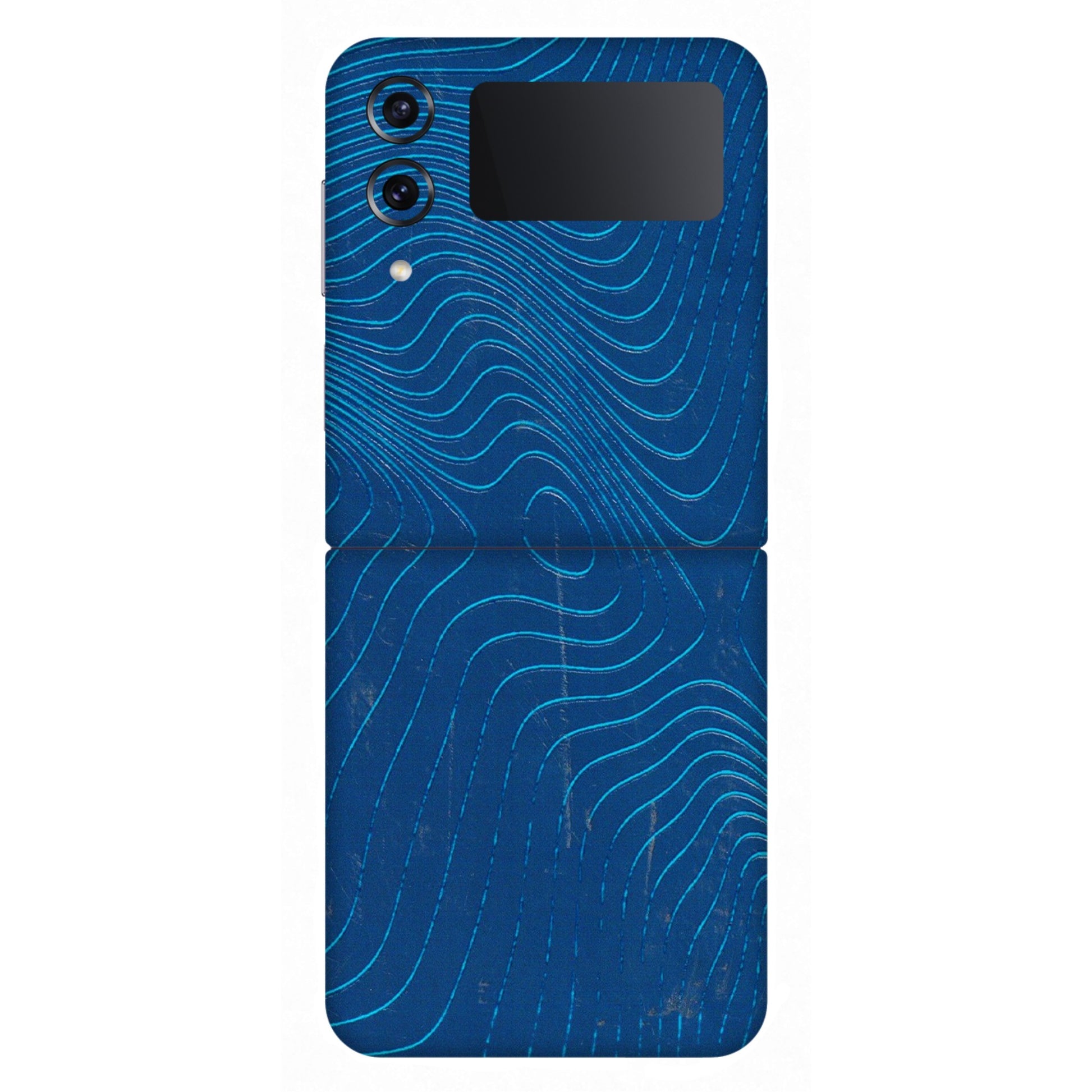 Samsung M/F/Note/Flip and C Phone Skins (All Models) - Abstract Blue Line Map - 3D Embossed Finish (L-272) Samsung Galaxy Z Flip 4