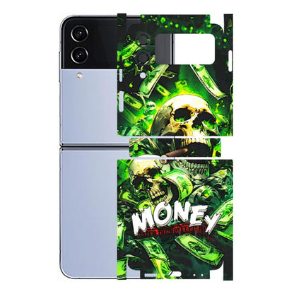 Samsung M/F/Note/Flip and C Phone Skins (All Models) - Skull Money - 3D Embossed Finish (L-303) Samsung Galaxy Z Flip 4