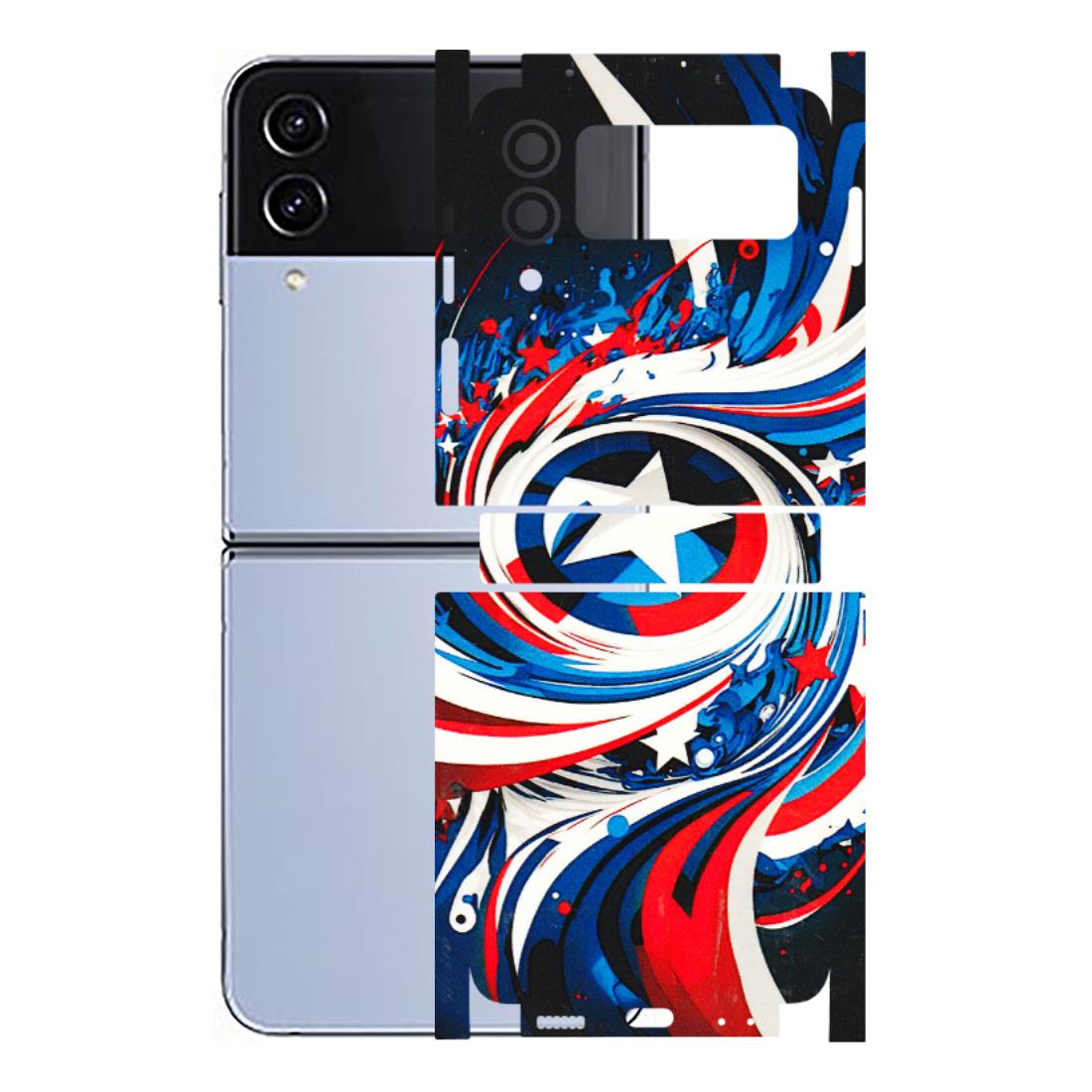 Samsung M/F/Note/Flip and C Phone Skins (All Models) - Captain America Logo - 3D Embossed Finish (L-307) Samsung Galaxy Z Flip 4
