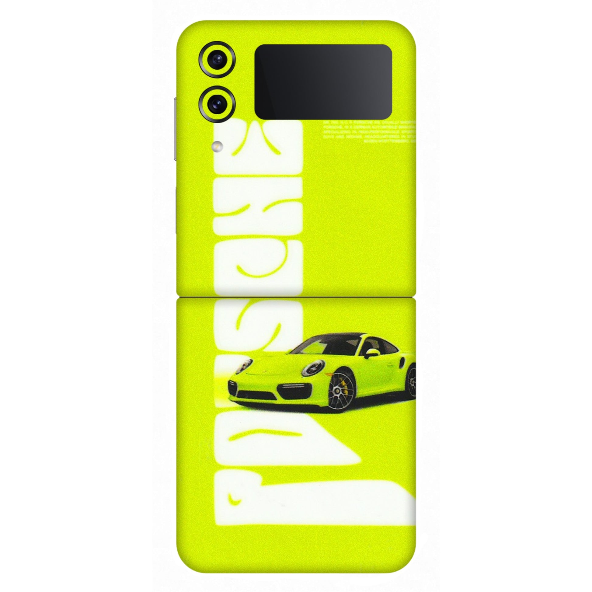Samsung M/F/Note/Flip and C Phone Skins (All Models) - Lime Green Porche - 3D Embossed Finish (L-30) Samsung Galaxy Z Flip 4