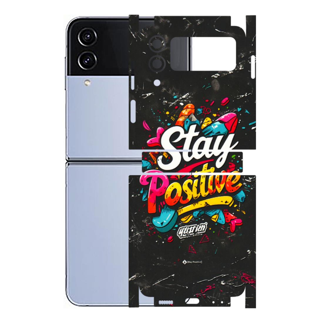 Samsung M/F/Note/Flip and C Phone Skins (All Models) - Stay Positive Black - 3D Embossed Finish (L-31) Samsung Galaxy Z Flip 4