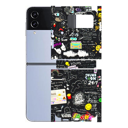 Samsung M/F/Note/Flip and C Phone Skins (All Models) - Black Creatives Doodles - 3D Embossed Finish (L-311) Samsung Galaxy Z Flip 4