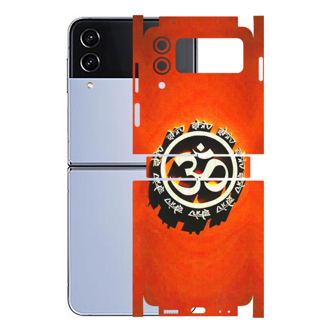 Samsung M/F/Note/Flip and C Phone Skins (All Models) - Aum Shiv Orange - 3D Embossed Finish (L-32) Samsung Galaxy Z Flip 4