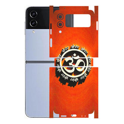 Samsung M/F/Note/Flip and C Phone Skins (All Models) - Aum Shiv Orange - 3D Embossed Finish (L-32) Samsung Galaxy Z Flip 4
