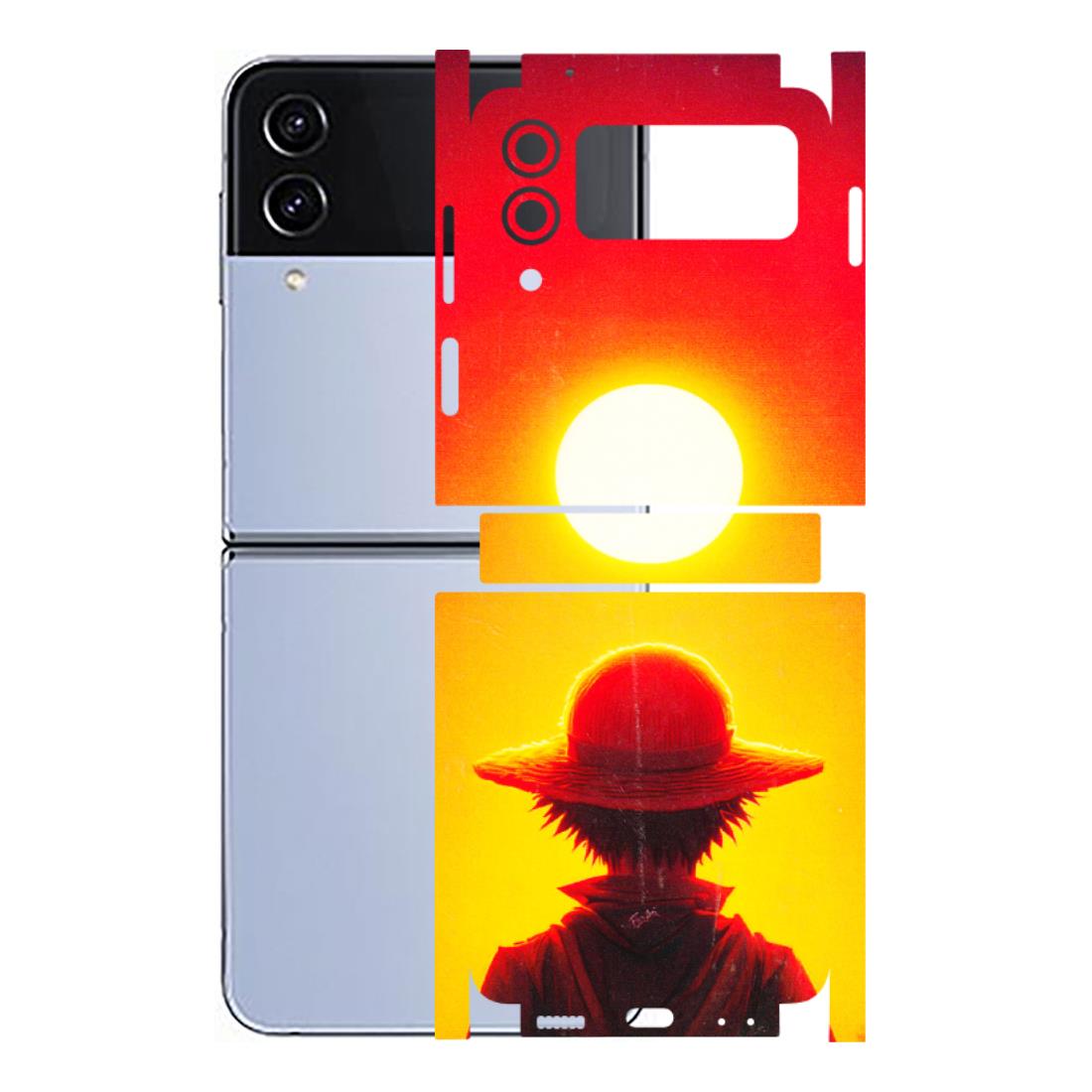 Samsung M/F/Note/Flip and C Phone Skins (All Models) - Cool Sunset With Monkey D.Luffy Anime - 3D Embossed Finish (L-329) Samsung Galaxy Z Flip 4