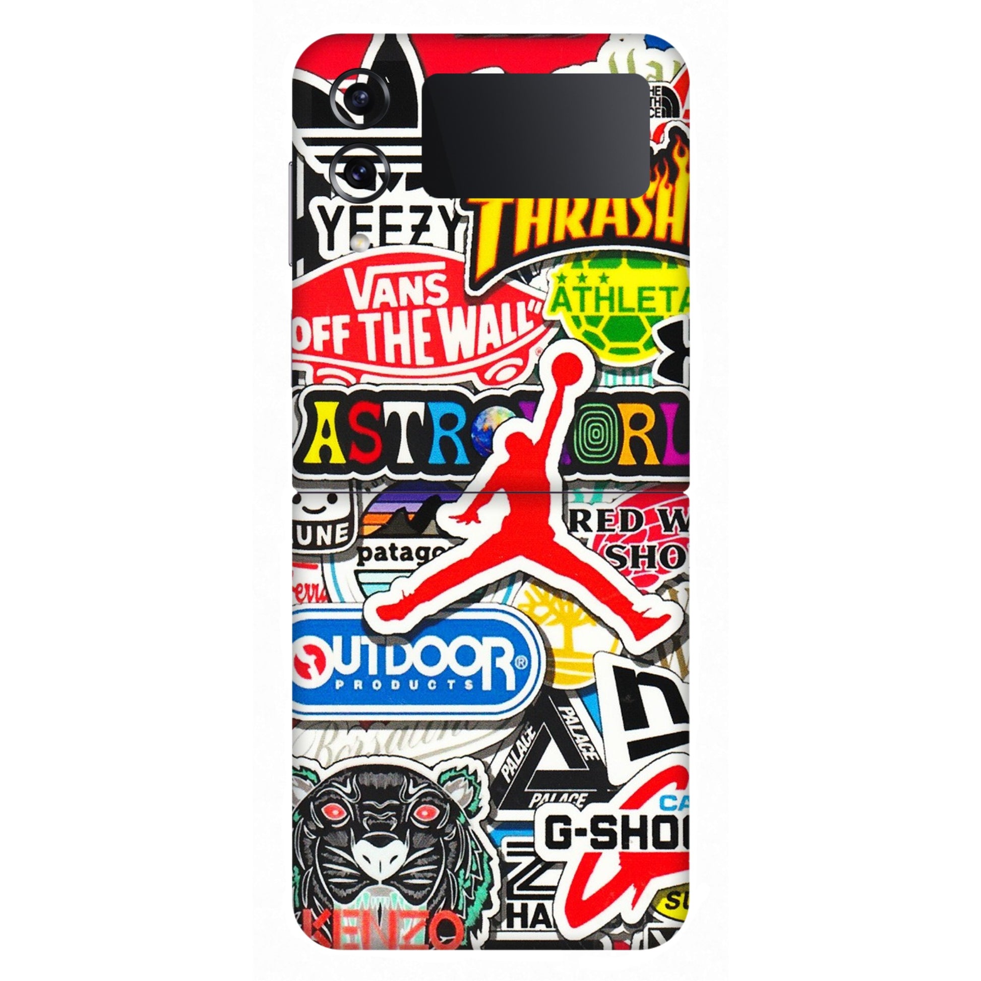 Samsung M/F/Note/Flip and C Phone Skins (All Models) - Multi Brands Sticker Graffiti - 3D Embossed Finish (L-37) Samsung Galaxy Z Flip 4