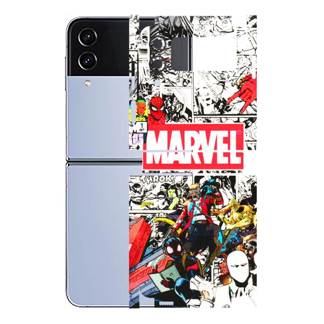 Samsung M/F/Note/Flip and C Phone Skins (All Models) - Marvel Colorful Comic - 3D Embossed Finish (L-64) Samsung Galaxy Z Flip 4