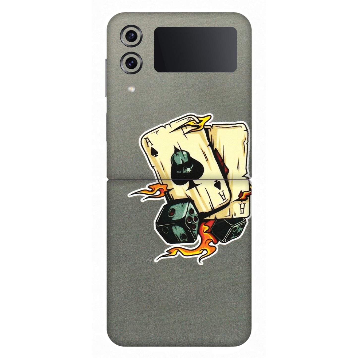 Samsung M/F/Note/Flip and C Phone Skins (All Models) - Grey Cards Of Ace - 3D Embossed Finish (L-77) Samsung Galaxy Z Flip 4
