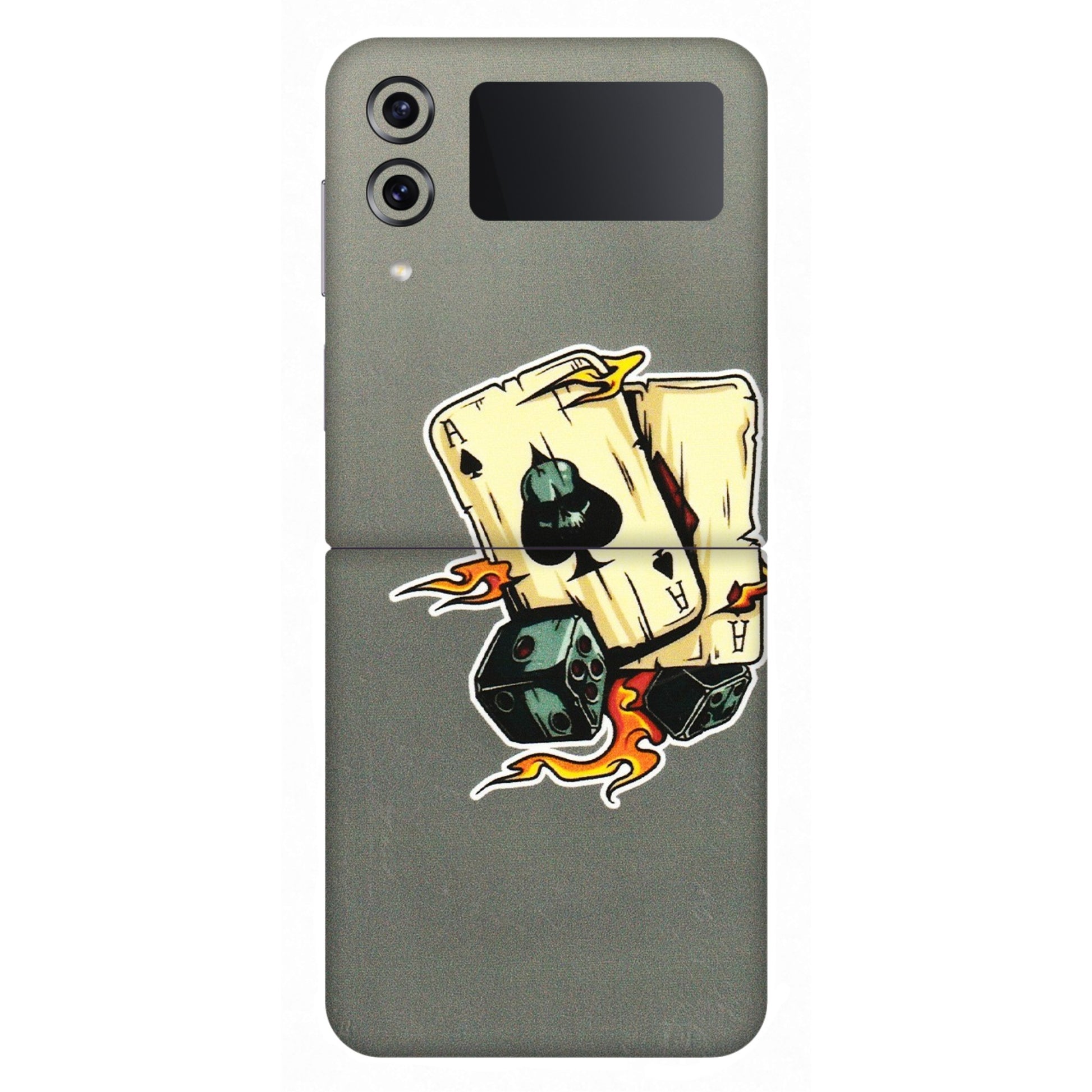 Samsung M/F/Note/Flip and C Phone Skins (All Models) - Grey Cards Of Ace - 3D Embossed Finish (L-77) Samsung Galaxy Z Flip 4
