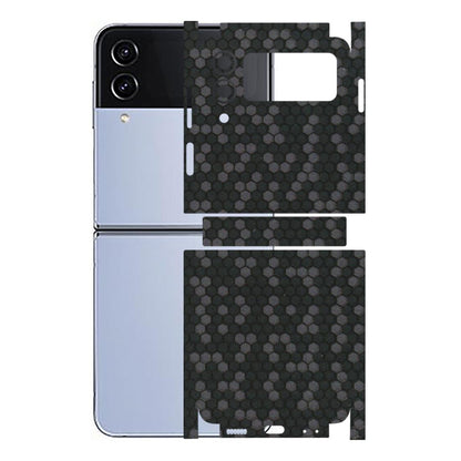 Samsung M/F/Note/Flip and C Phone Skins (All Models) - Black Grey Honeycomb Sober - 3D Embossed Finish (L-85) Samsung Galaxy Z Flip 4