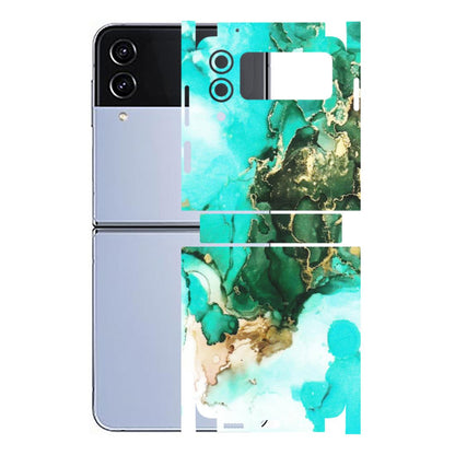 Samsung M/F/Note/Flip and C Phone Skins (All Models) - The Blue Gold Marble - Matte Finish (M-124) Samsung Galaxy Z Flip 4