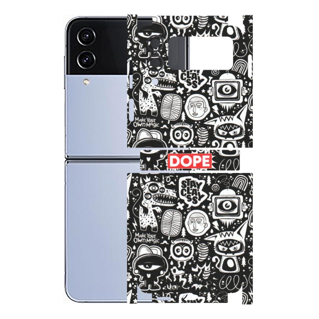 Samsung M/F/Note/Flip and C Phone Skins (All Models) - Dope Stay Classy Black Doodles - Matte Finish (M-126) Samsung Galaxy Z Flip 4