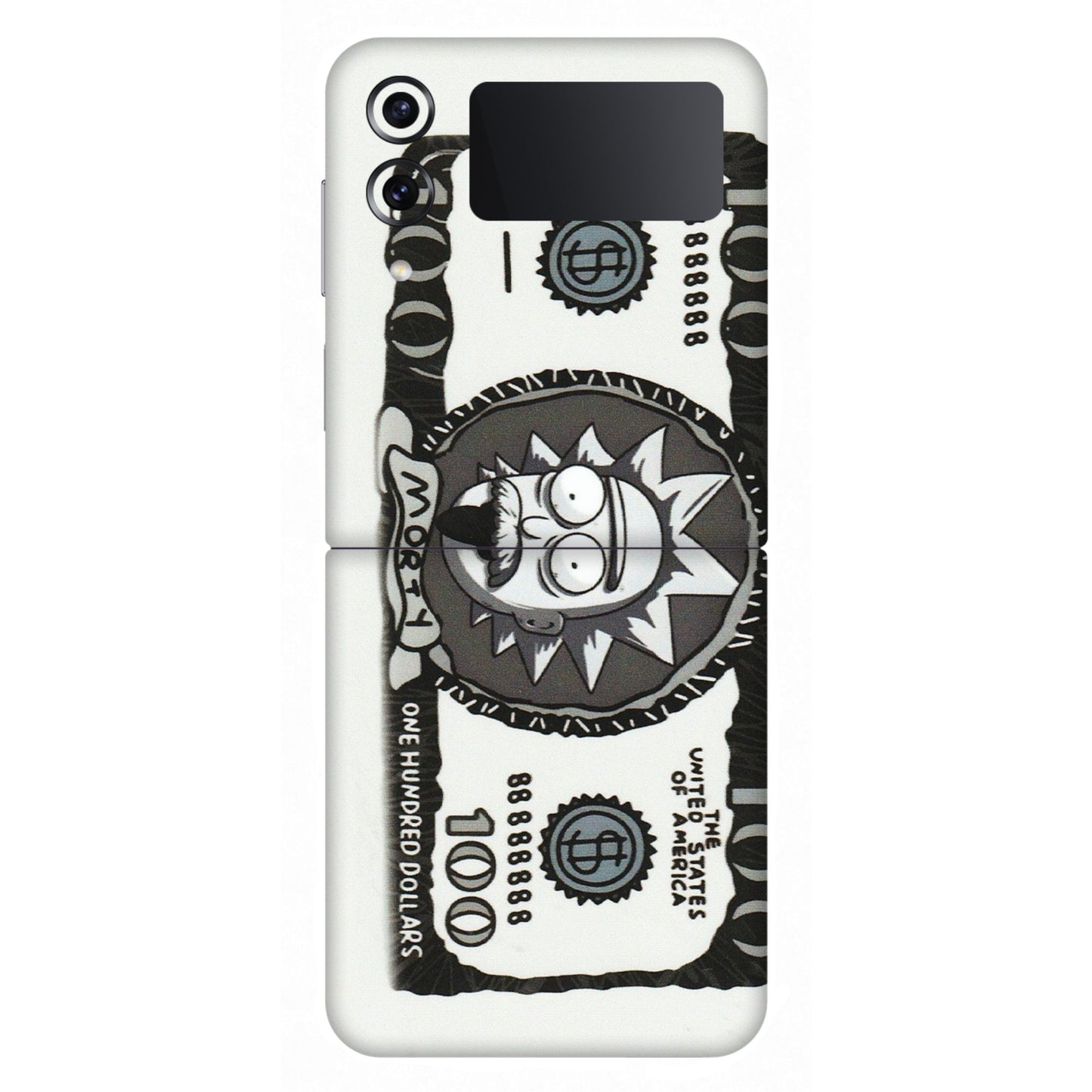 Samsung M/F/Note/Flip and C Phone Skins (All Models) - Rick And Morty Hundred Dollar Anime - Matte Finish (M-161) Samsung Galaxy Z Flip 4