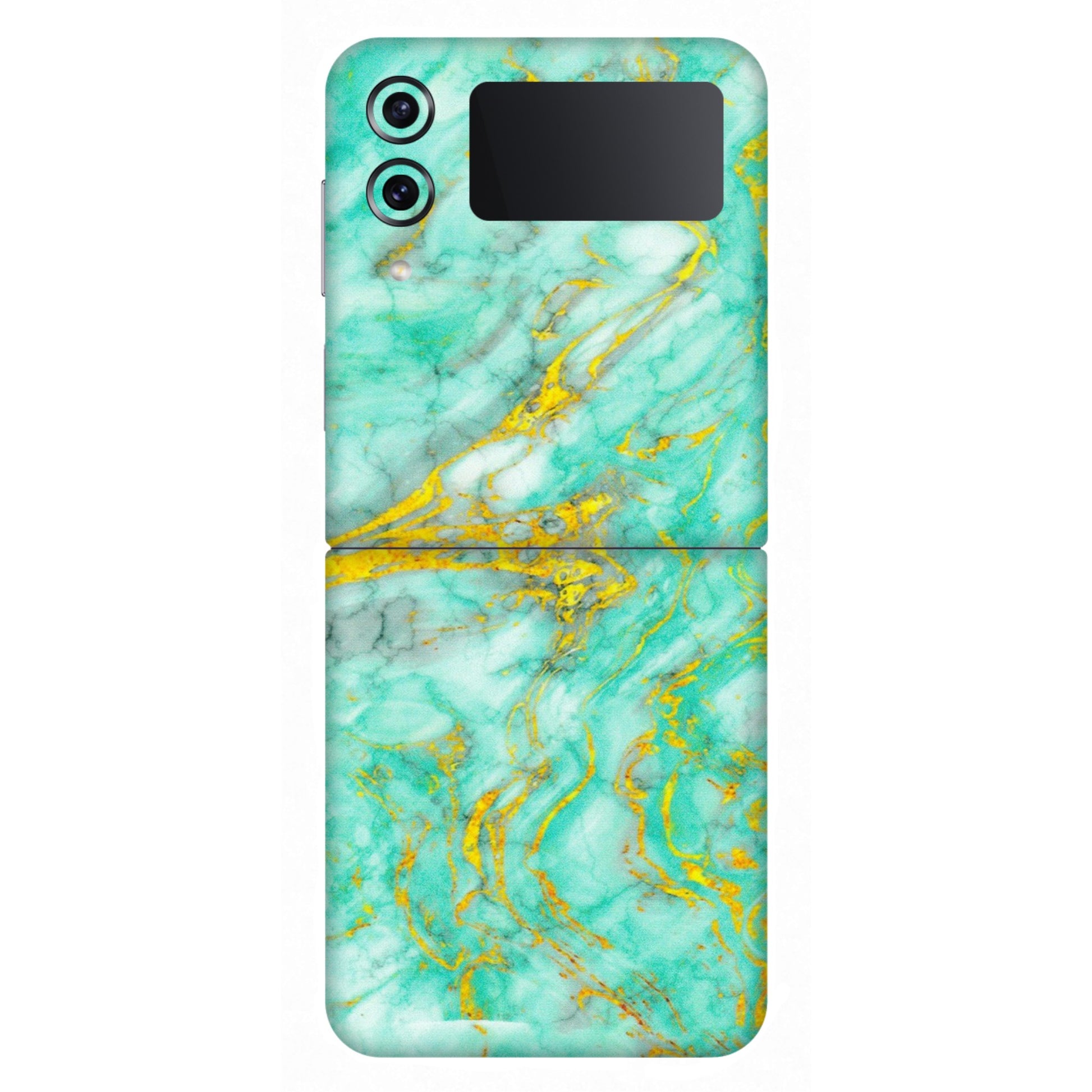 Samsung M/F/Note/Flip and C Phone Skins (All Models) - Green And Gold Marble Feel - Matte Finish (M-16) Samsung Galaxy Z Flip 4